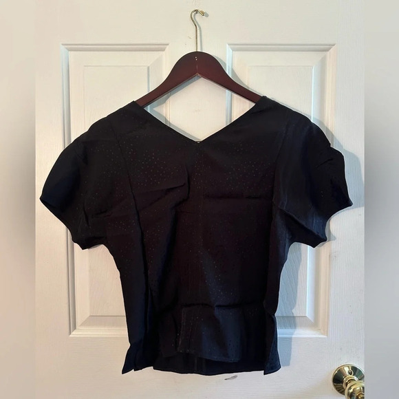 NWT MADEWELL Ruth Floral Jacquard Top Size 4 TRUE BLACK Side Zip Nice Sleeves - Picture 12 of 14